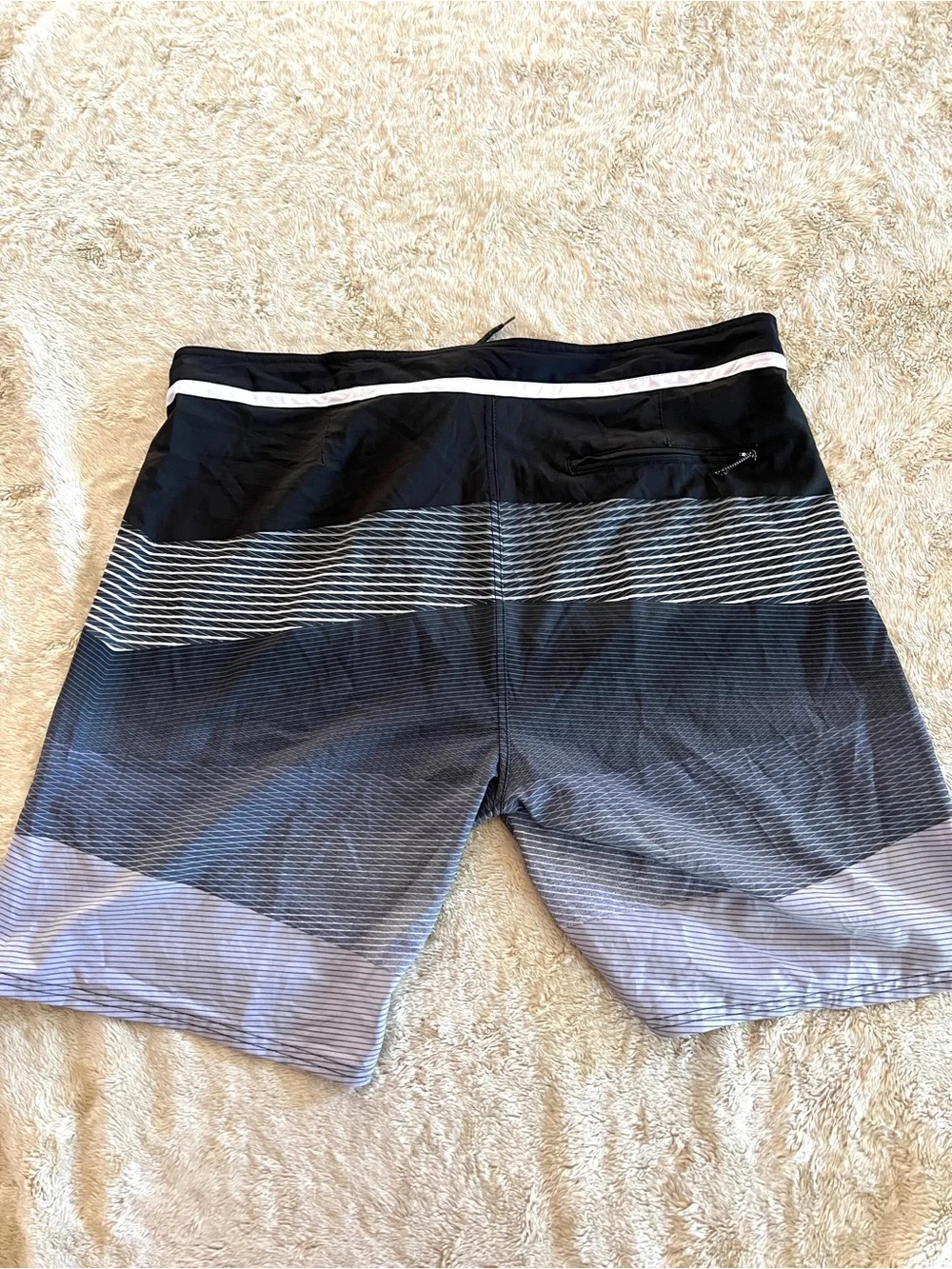 BURNSIDE Men's Gray & Black Striped Sim Shorts Size 38